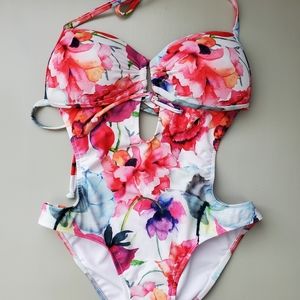 Sweetheart Tie Front Halter Monokini
